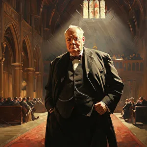Charles Morin Prints: AI IMAGE - Portrait of Winston Churchill, 1950s, (2023). Creator: Heritage Images