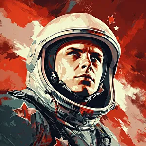 Space Prints: AI IMAGE - Portrait of Yuri Gagarin, 1960s, (2023). Creator: Heritage Images