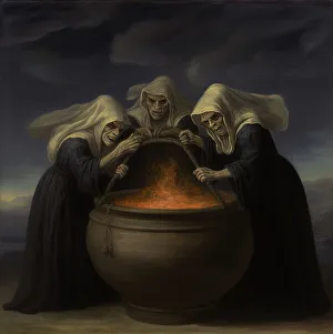 Magic Prints: AI IMAGE - The witches from Macbeth