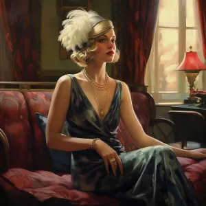 Decolletage Prints: AI IMAGE - A woman wearing 1920s fashion, 2023. Creator: Heritage Images