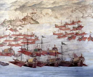 Images Dated 22nd May 2003: Aid of Tunisia and Ceuta, 1578, fresco in the Palace of Santa Cruz