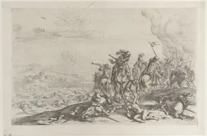 Il Borgognone Prints: Aiding the wounded after a battle, 1635-60. Creator: Jacques Courtois