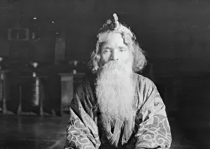 Aino Prints: Ainu chief wearing a headdress, 1908. Creator: Arnold Genthe