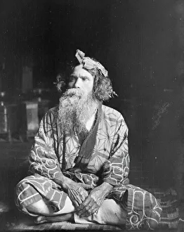 Aino Prints: Ainu chief wearing a headdress, 1908. Creator: Arnold Genthe