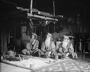 Ritual Equipment Prints: Ainu chiefs at Piratori, 1908. Creator: Arnold Genthe