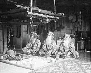 Ritual Equipment Prints: Ainu chiefs at Piratori, 1908. Creator: Arnold Genthe