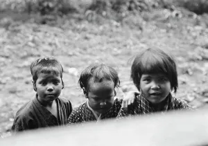 Young Girl Prints: Three Ainu children, 1908. Creator: Arnold Genthe