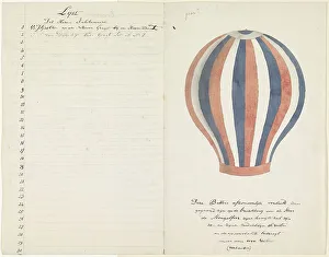 Air balloon and list of subscribers, 1700-1800. Creator: Anon