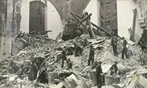 Devastation Gallery: Air raid damage at Church of St Mildred, Bread Street, City of London, c1941. Artist