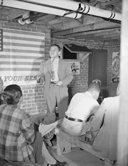 Air raid wardens meeting in zone nine, Southwest area, Washington, D. C, 1942. Creator: Gordon Parks