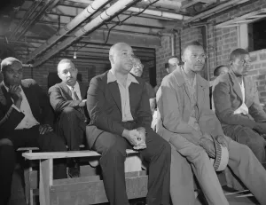 Air raid wardens meeting in zone nine, Southwest area, Washington, D. C, 1942. Creator: Gordon Parks