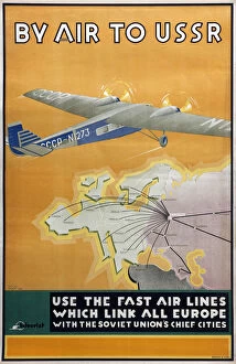 By air to USSR (Poster of the Intourist company), 1934. Artist: Bor-Ramensky, Konstantin (active 1930s)