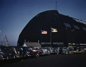 Stars And Stripes Gallery: Formerly an aircraft dock, this huge building...Goodyear Aircraft Corp. Akron, Ohio, 1941