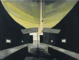 Airship in the hangar, 1910