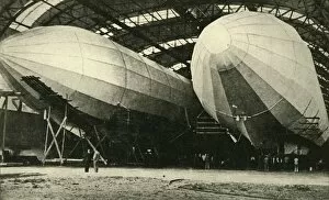 Airships in hangar, First World War, 1914, (c1920). Creator: Unknown