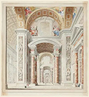 Vanishing Point Prints: Aisle of St. Peter's Basilica in Rome