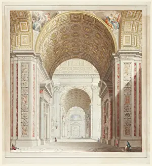 Vanishing Point Prints: Aisle of St. Peter's Basilica in Rome