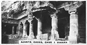 Ajanta Gallery: Ajanta caves, Vihara, Maharashtra, India, c1925