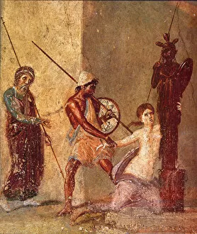Cassandra Gallery: Ajax the Lesser drags Cassandra away from the Xoanon, 1st H. 1st cen. AD
