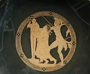 Cassandra Gallery: Ajax the Lesser drags Cassandra from the Palladium, 5th cen. BC. Artist: Codrus Painter (5th cen)