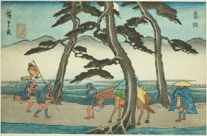 Aiban Prints: Akasaka, from the series Fifty-three Stations of the Tokaido (Tokaido gojusan tsugi)