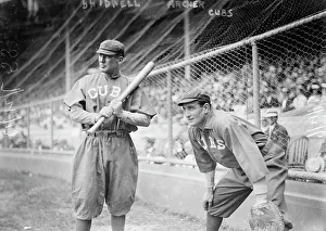 Baseball Cap Prints: Al Bridwell & Jimmy Archer, Chicago NL (baseball), 1913. Creator: Bain News Service