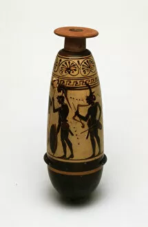 Black Figure Collection: Alabastron (Container for Scented Oil), about 500-480 BCE. Creator: Diosphos Painter