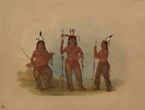 Alaskan Gallery: Alaeutian Chief and Two Warriors, 1855 / 1869. Creator: George Catlin