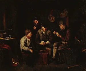Jansson Karl Prints: Aland Sailors Playing Cards in a Log Cabin (The Ace of Clubs)