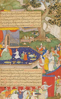 Mughal Collection: Alanquva and Her Three Sons, Folio from a Chingiznama (image 1 of 2), 1596. Creator: Unknown