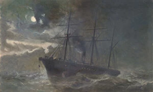 Atlantic Telegraph Company Gallery: The Albany Buoying a Bight of the Cable of 1865 on the Night of August 26th, 1866, 1866