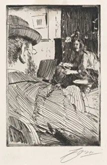 Zorn Anders Prints: Albert Besnard and His Model, 1896. Creator: Anders Leonard Zorn