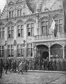 Albert I of Belgium and French President Poincare meet in Veurne, Belgium, 1 November 1914