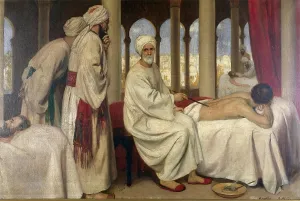 1912 Prints: Albucasis blistering a patient in the hospital at Cordova