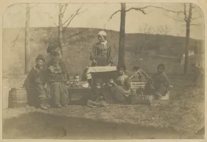 Enslaved People Prints: Albumen print of enslaved women and their children near Alexandria