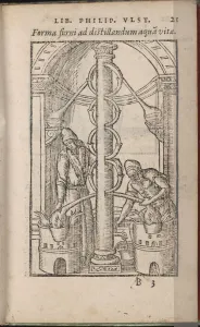 Alchemical apparatus (From: Liber de secretis naturae), 1556-1557. Artist: Ulstadius (Ulstadt), Philipus (Philip) (active 16th century)