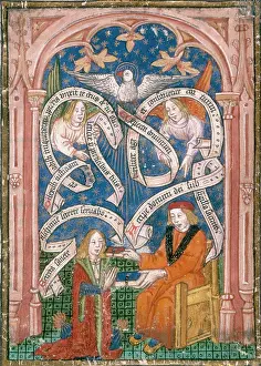 Norton Prints: An alchemical disciple receives a book from his master, c1477. Creator: Unknown