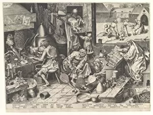 Bruegel Pieter The Elder Gallery: The Alchemist, after 1558. Creator: Philip Galle