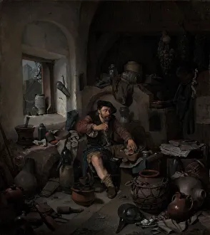 The Alchemist, 1663. Artist: Bega, Cornelis Pietersz. (1631/2-1664) The Alchemist, 1663. Artist: Bega, Cornelis Pietersz. (1631/2-1664)