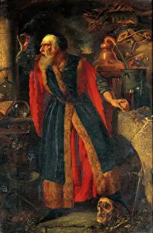 Laboratory Prints: An alchemist, c1870s. Creator: Edward Charles Barnes