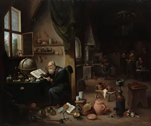Laboratory Prints: An alchemist in his laboratory, c1680s. Creator: Follower of David Teniers II