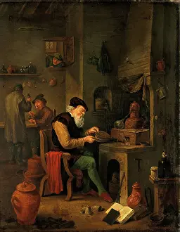 Retort Prints: An alchemist in his laboratory, c1680s. Creator: Follower of David Teniers the younger