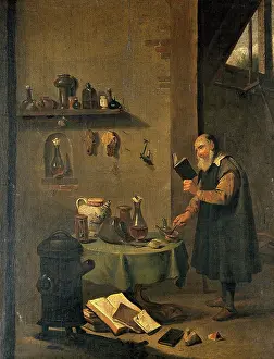 Scientific Prints: An alchemist in his laboratory, c1680s. Creator: Teniers, David, 1610-1690 (After)