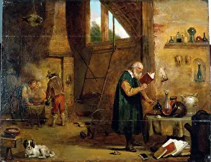 Laboratory Prints: An alchemist in his laboratory. Creator: Follower of David Teniers II