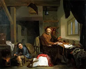 Making Prints: An alchemist making gold, 1665. Creator: Hendrick Heerschop