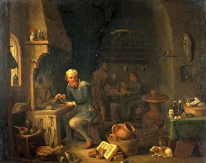 Distracted Prints: An alchemist seated at a furnace