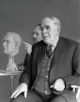 Alderman M Crichton posing for a sculpture, Swinton, South Yorkshire, April 1959