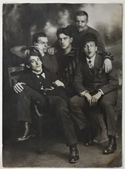 Silver Gelatin Photography Collection: Aleksei Kruchenykh, David Burliuk, Vladimir Mayakovsky, Nikolai Burliuk and Benedikt Livshits