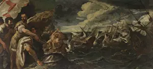 Carracks Prints: Alessandro Farnese witnesses the destruction of the Invincible Armada