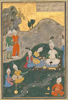 Afghan Gallery: Alexander at a Banquet, Folio from a Khamsa (Quintet) of Nizami, dated A.H. 931 / A.D